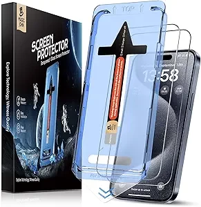 MAGIC JOHN 2 Pack for iPhone 15 Pro (6.1 inch) Tempered Glass Screen Protector, Auto Dust-Elimination Installation, Bubble Free, Dynamic Island Compatible, HD Clear, Easy Installation