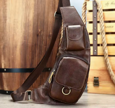 2025 New Vintage Genuine Leather Men's Crossbody Bags Retro Style Chest Bag for Travel Work Motorbike 2025 Half Moon Bag