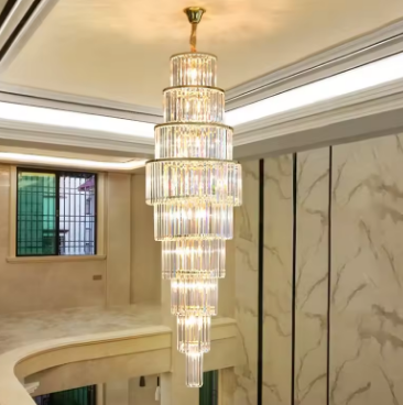 Modern Luxury Crystal LED Chandelier Home Indoor Villa Pendant Light Staircase Loft Hotel Hall Lobby Decor Spiral Hanging Lamp