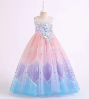 2024 Girls Skirt Summer New Kids Mesh Dresses Girls Princess Dress Girls Dresses Evening Dress Long Dress for Pretty Cute Girl