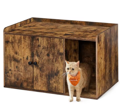 FEANDREA Litter Box Enclosure, Cat Litter Box Furniture Hidden, with Front Entry, Modern Cat House for Indoor Cat, Kitty