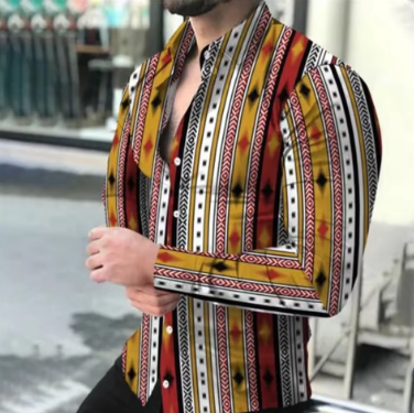 2025 Hot Selling Fashion Luxury Men's Shirts Single breasted Plaid Printed Long Sleeve Men's Street Hawaiian Top Plus Size