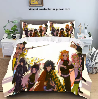 Kamado Nezuko Demon Slayer Bedding Set Duvet Cover Set Bedspread Pillowcase King Queen Full Single Size Bed Linen Kids Teen Gift