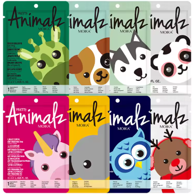 8pcs Animal Moisturizing Face Mask Improve Roughness & Dryness Skin Care Smoothing Facial Collagen Hyaluronic Acid Sheet Masks