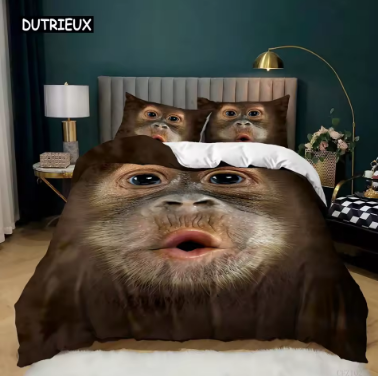 Orangutan Duvet Cover Set Bohemian Monkey Printed Bedding Set For Kids Boys Teen Men Microfiber Primitive Animal Comforter Cover