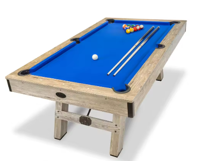 7 ft Pool Table with Wood Finish - Modern Billiards Table w/ 2 Cue Sticks, Balls, Rack, Felt Brush and Chalk 2025 NEW